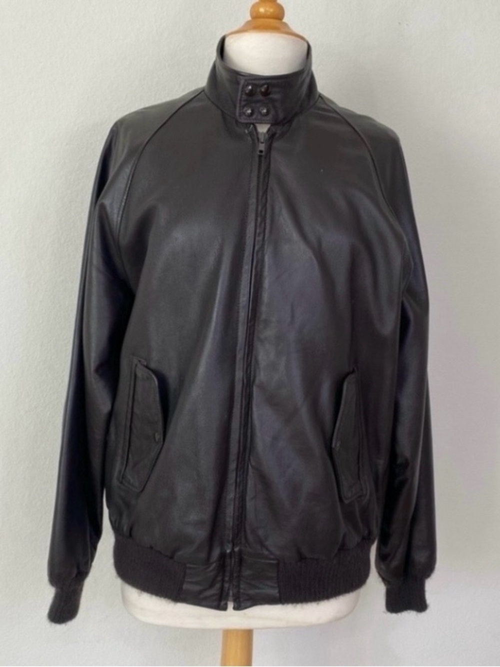 Vintage Men's Brown Full Zip Aviator Leather Jacket Size Large Made in USA Retro